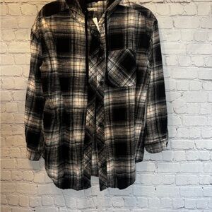 Maurices Black and White Plaid Button-Up Shirt